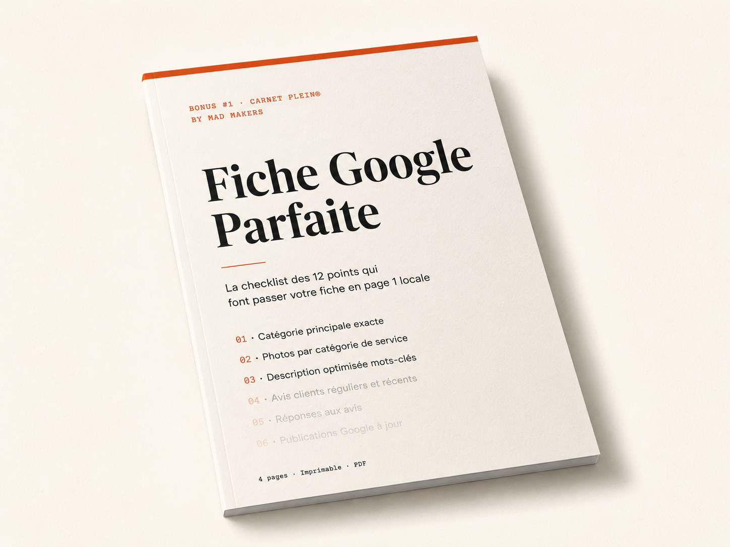 Couverture PDF Checklist 12 points fiche Google parfaite