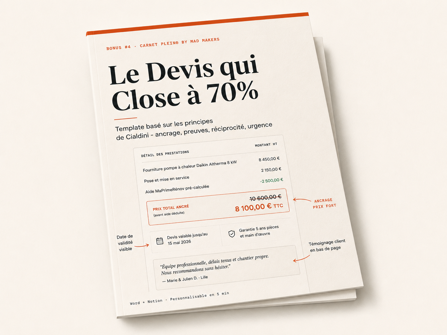 Template Devis Closing 70% Word et Notion